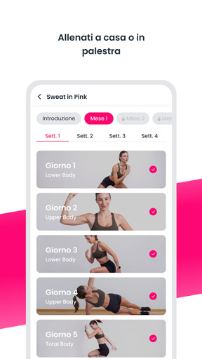 Traininpink - applicazione di fitness femminile per iPhone e Android